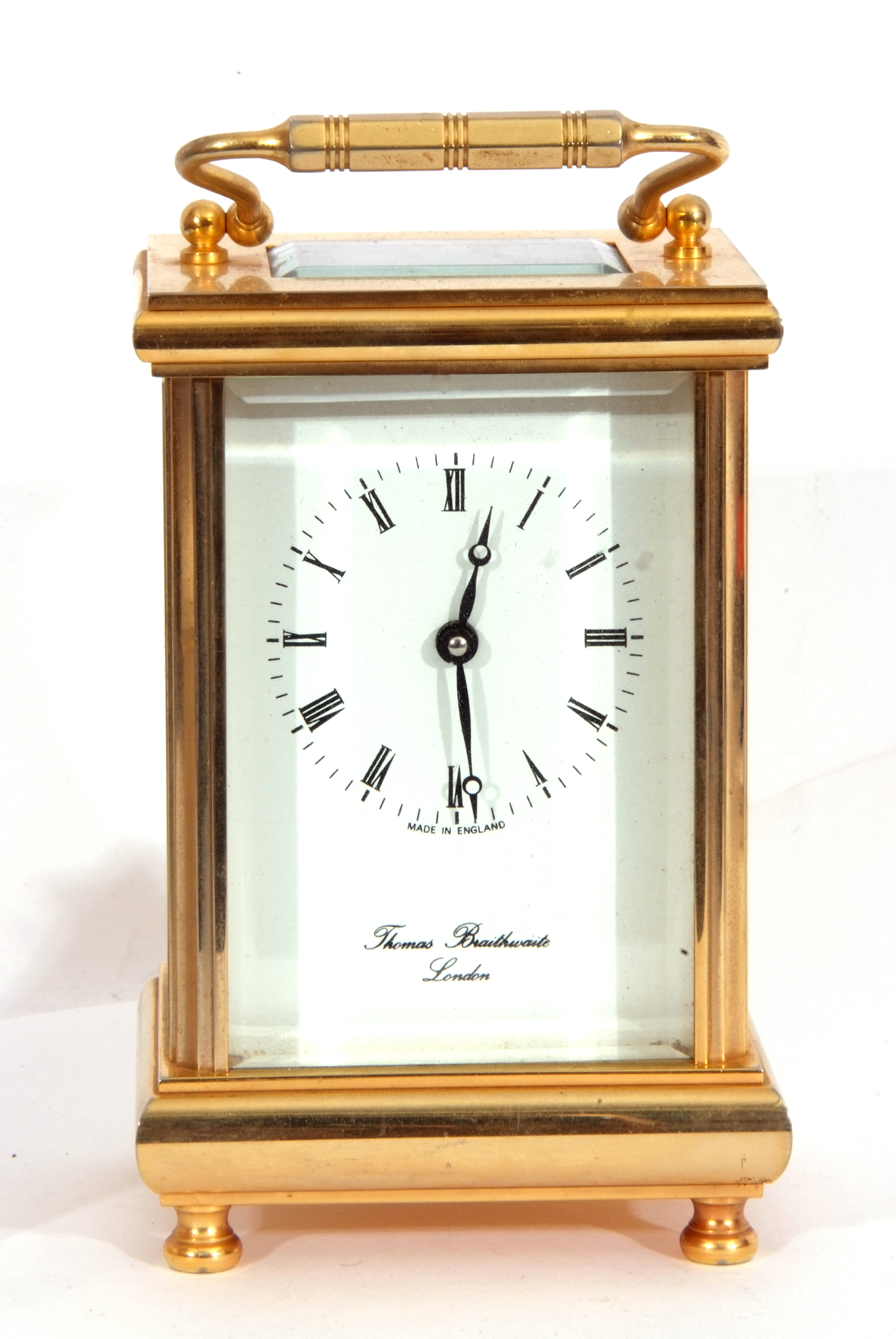 Mixed Lot: Thomas Braithwaite of London brass cased carriage clock timepiece, Roman numerals, - Image 4 of 14