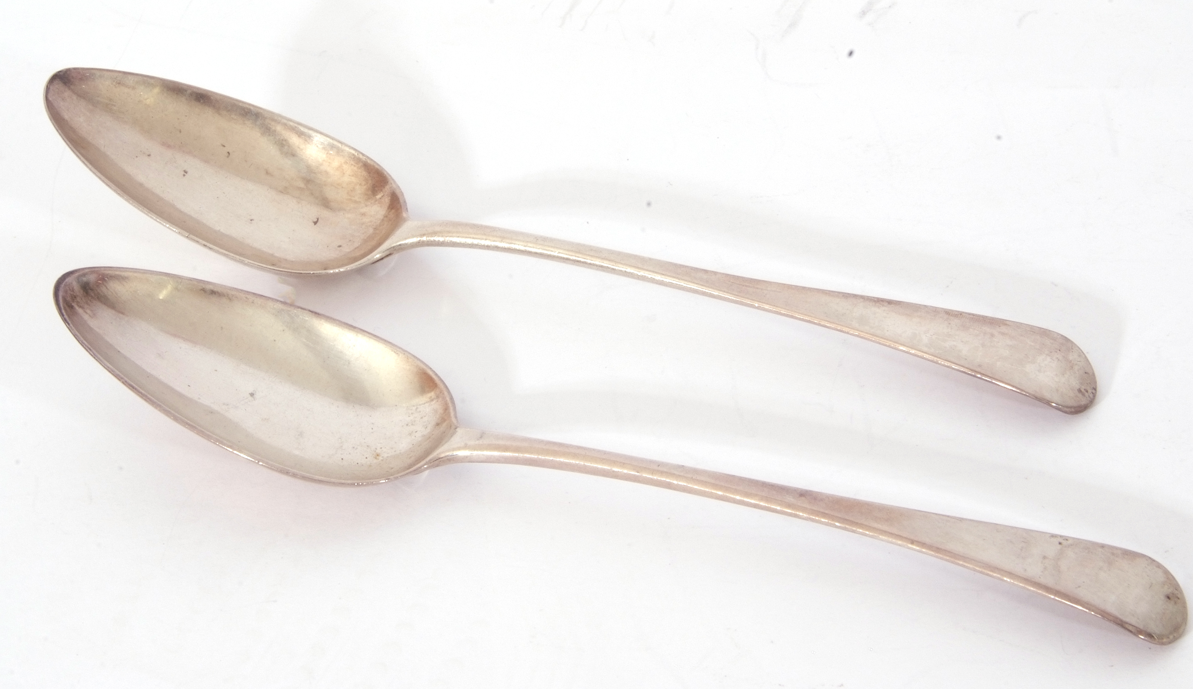 Mixed Lot: two George III silver Old English pattern table spoons, one hallmarked London 1804, - Image 2 of 4