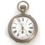 Gents last quarter of 19th/first quarter of 20th century nickel cased pocket watch having blued