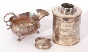 Mixed Lot: Victorian circular tea canister, London 1856, together with a further small three