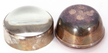 Mixed Lot: contemporary silver mounted clear glass paperweight bearing London hallmarks together