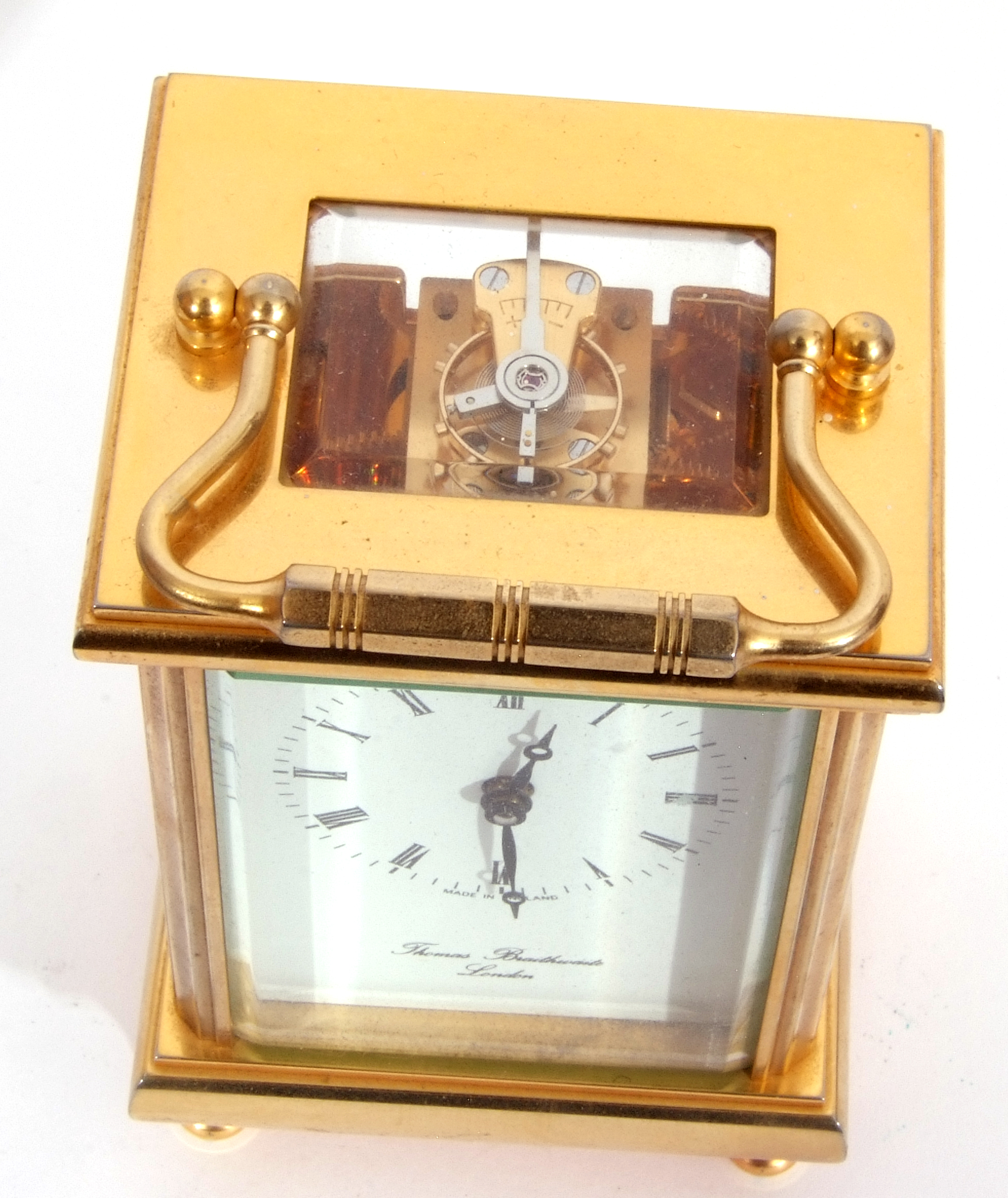 Mixed Lot: Thomas Braithwaite of London brass cased carriage clock timepiece, Roman numerals, - Image 7 of 14