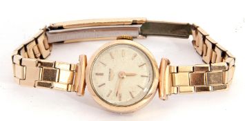 Ladies last quarter of 20th century gold plated cased wrist watch by Longines, having gold hands