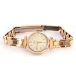 Ladies last quarter of 20th century gold plated cased wrist watch by Longines, having gold hands