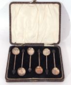 Set of six George III silver bean end coffee spoons, Birmingham 1929, wt approx 37gms