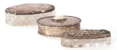 Mixed Lot: Edward VII silver and mother of pearl mounted oval dressing table box, Chester 1905,
