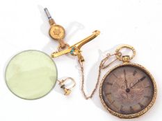 Third/fourth quarter of 19th century Swiss high grade gold (unmarked) cased fob watch with blued