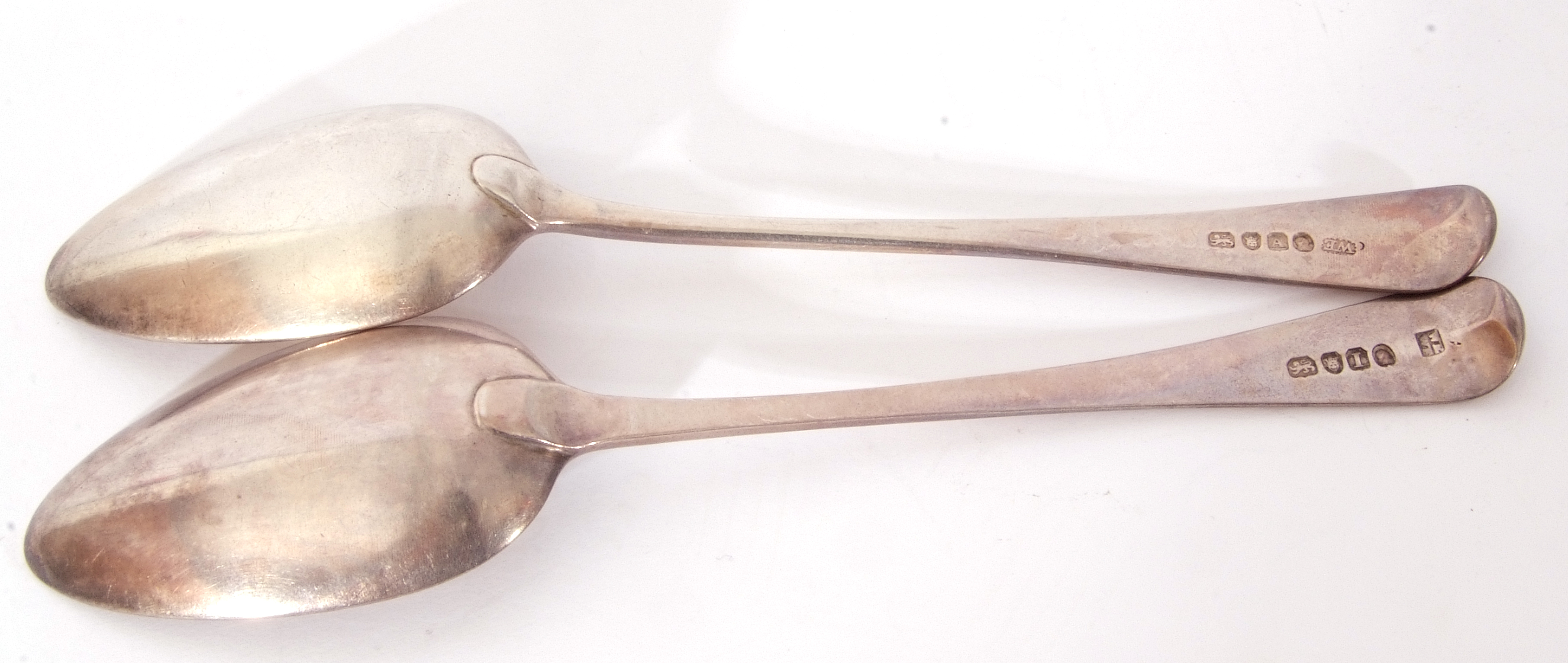 Mixed Lot: two George III silver Old English pattern table spoons, one hallmarked London 1804, - Image 3 of 4