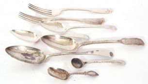 Mixed Lot: various silver flatware, principally Old English and Fiddle pattern, comprising two