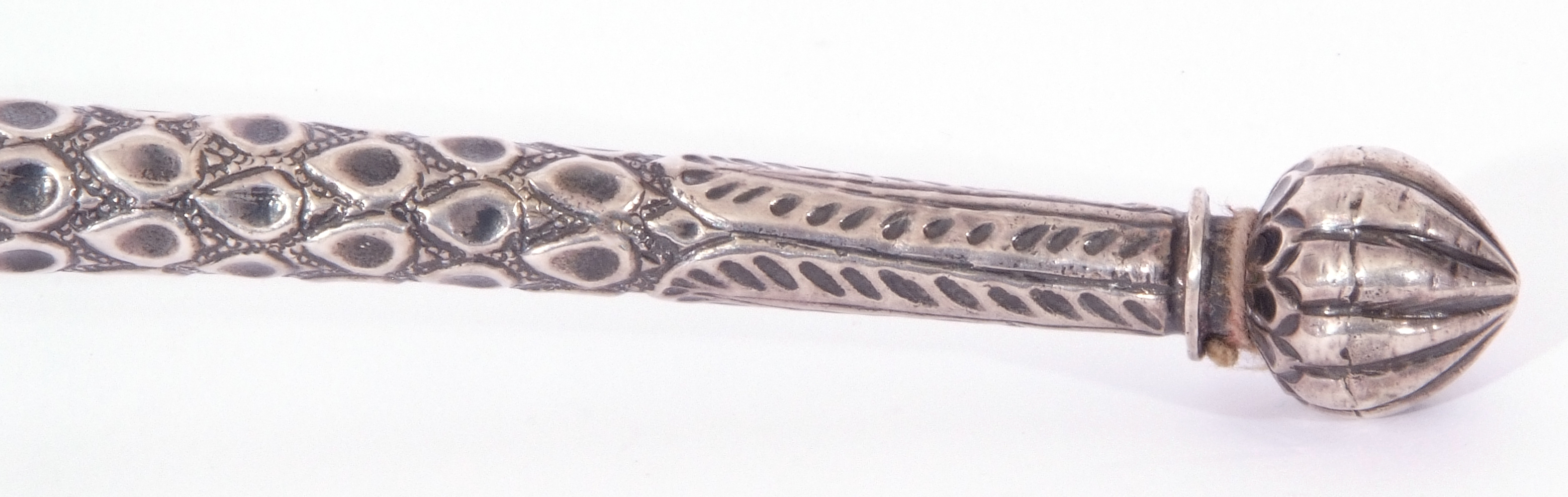 Late 19th century Continental white metal model of a torch, with fish scale tapering cylindrical - Image 3 of 7