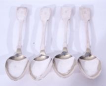 Set of four Victorian Fiddle pattern silver table spoons, London 1868, maker's mark SS, possibly