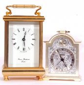 Mixed Lot: Thomas Braithwaite of London brass cased carriage clock timepiece, Roman numerals,