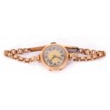 Ladies second quarter of 20th century import hallmarked 9ct gold wrist watch with blued steel