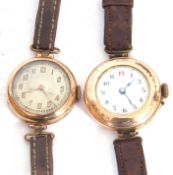 Mixed Lot: first quarter of 20th century ladies 9ct gold cased wrist watch, the round shaped case