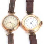 Mixed Lot: first quarter of 20th century ladies 9ct gold cased wrist watch, the round shaped case