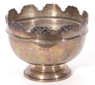 George V rose bowl of circular form with a shaped rim, set on a stepped spreading foot, Birmingham