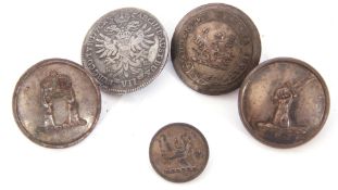 Collection of white and base metal buttons to include military and others, largest .5cm diam