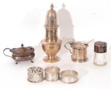 Mixed Lot: London hallmarked silver baluster sugar sifter by the Goldsmiths and Silversmiths Co Ltd,