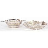 Mixed Lot: two pierced sweetmeat dishes comprising a hexagonal floral example with foliate pierced