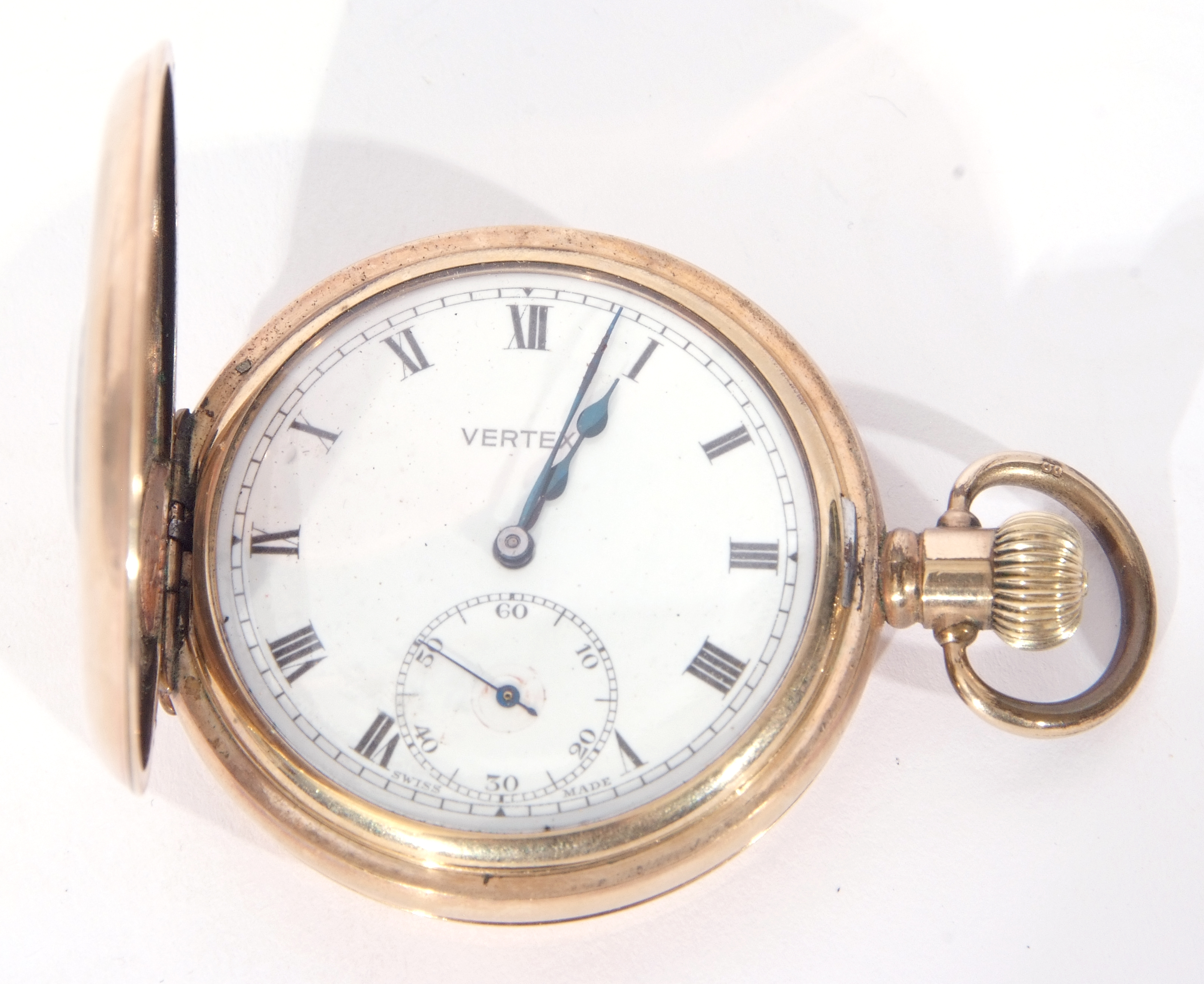 Gents first/second quarter of 20th century gold plated presentation half-hunter pocket watch, the - Image 2 of 4