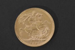 Victorian gold sovereign dated 1889