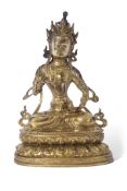 Large gilt model of Buddha in traditional pose, 33cm high