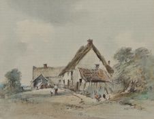 Arthur Edward Davies RBA, RCA (British, 1893-1988), Norfolk Village. Pencil and watercolour on