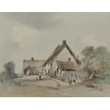 Arthur Edward Davies RBA, RCA (British, 1893-1988), Norfolk Village. Pencil and watercolour on