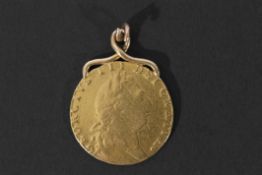 George III gold spade guinea dated 1793, with pendant mount, 9.1gms g/w