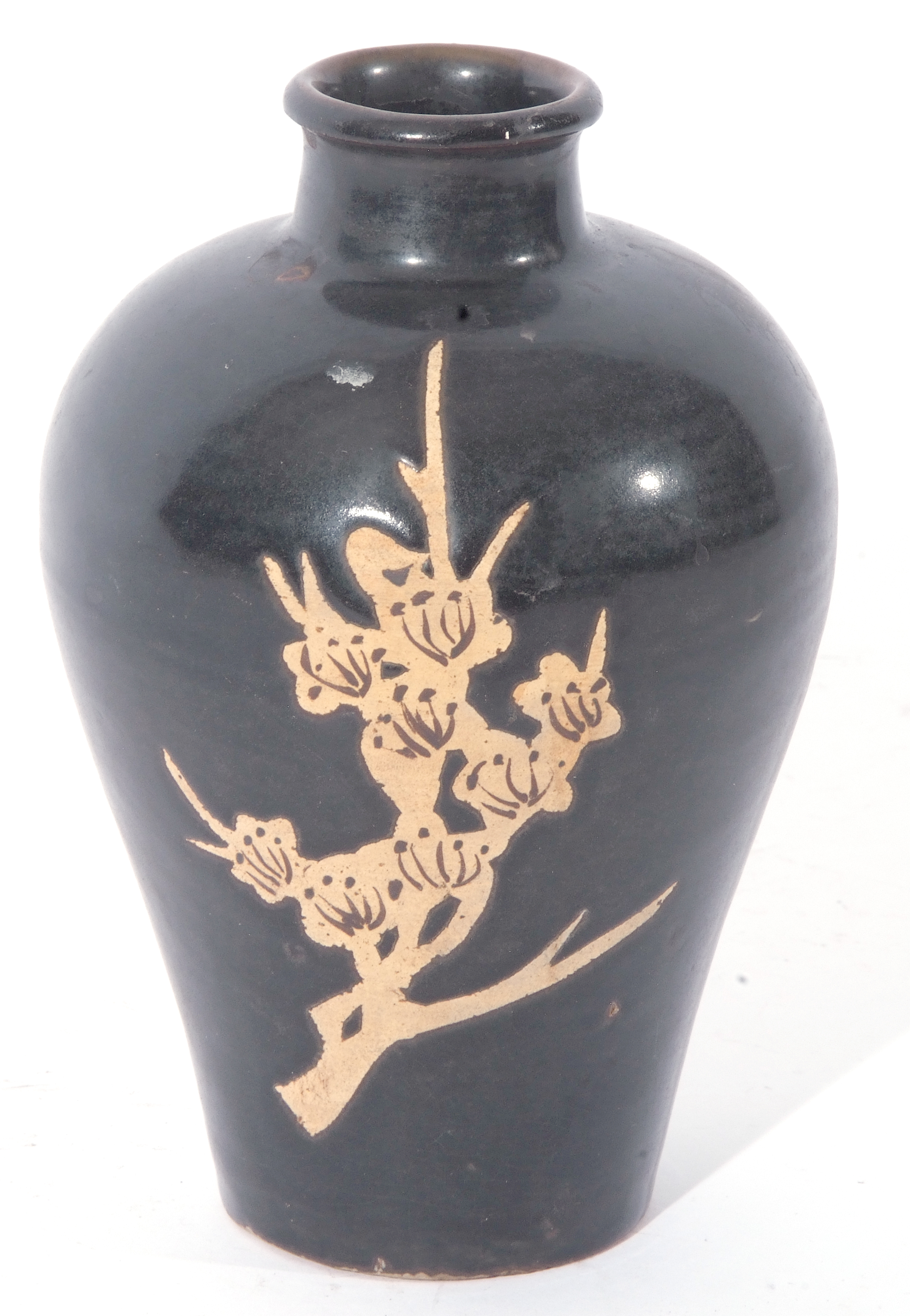 Chinese pottery Jizhou ware plum blossom vase with resist decoration of plum blossom on a black - Image 2 of 4