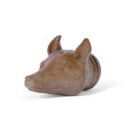 Salt glaze flask in the shape of a fox's head, marked around neck "Stephen Green Imperial Potteries,