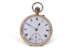 First quarter of 20th century hallmarked 18ct gold cased open faced pocket watch having blued