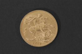 George V gold sovereign dated 1913