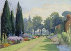 Kitty Airini Vane (New Zealand, 1891-1965), Untitled, An English summer garden. Watercolour and