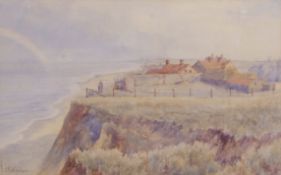 Stephen John Batchelder (British, 1849-1932), A Norfolk coastal landscape with two figures looking
