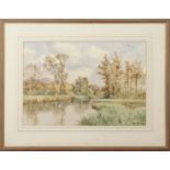 Charles Harmony Harrison (1842 - 1902) watercolour of Broadland scene signed and dated lower right