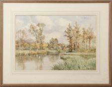 Charles Harmony Harrison (1842 - 1902) watercolour of Broadland scene signed and dated lower right