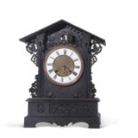 19th century Black Forest cuckoo clock fitted with brass movement, striking on a coiled gong, the