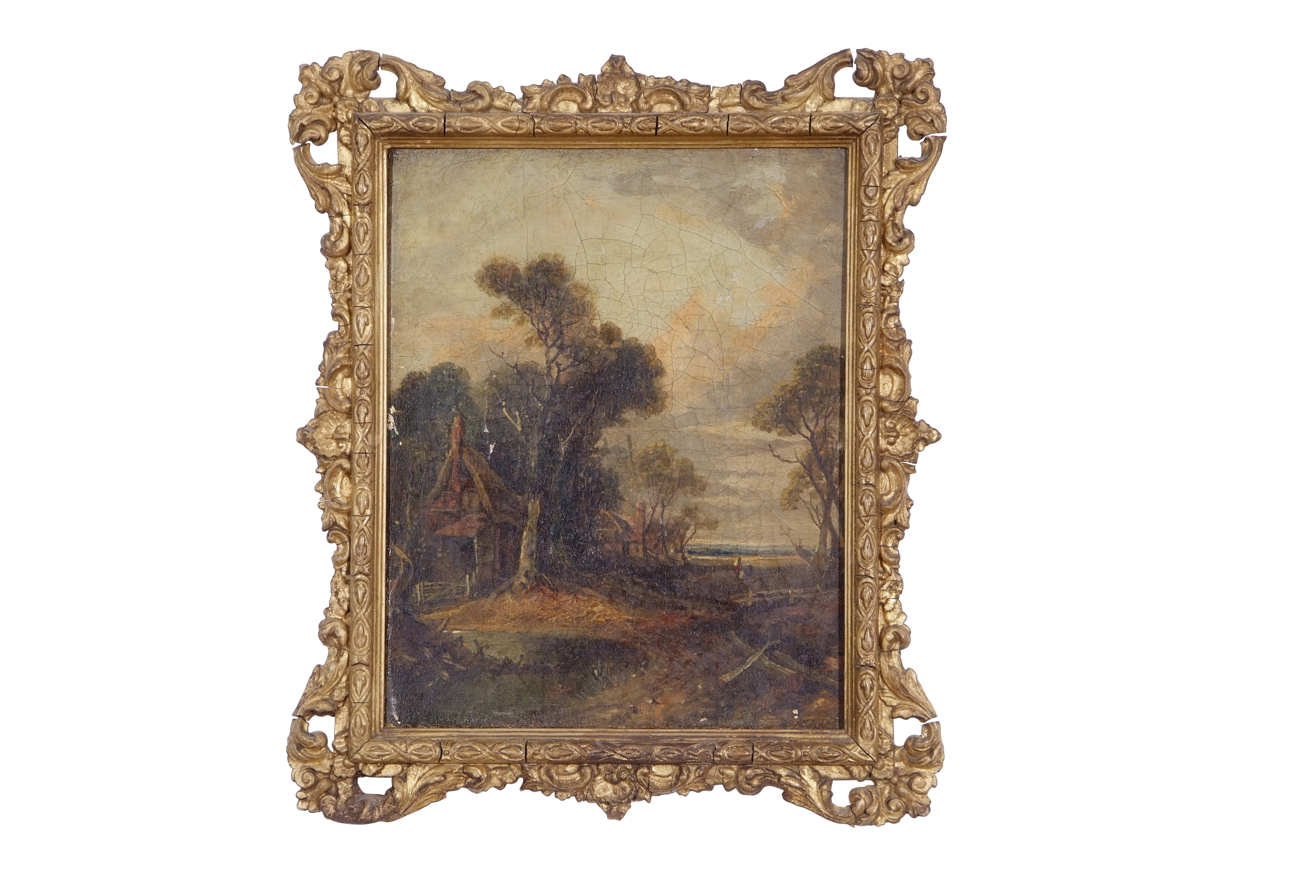 Attributed to John Crome (British, 1794-1842), A wooded landscape with figures in the distance.