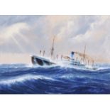 Kenneth Grant (British b.1934), the merchant ship Lycaon in high seas. Oil on canvas, signed, 40 x