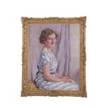 Anna Airy RA, RE, ROI (British, 1882-1964), Portrait of Mrs David Ransome. Oil on board, signed by