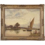 Robert Bagge Scott (1849-1925), 'Acle Bridge'. Oil on canvas, signed. Provenance: Pettus House,