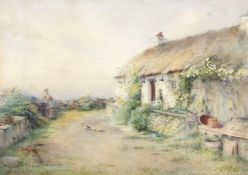 Charles Auty (British, 1858-1936), A rural cottage scene. Watercolour on card, signed 1898, 50 x