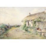 Charles Auty (British, 1858-1936), A rural cottage scene. Watercolour on card, signed 1898, 50 x