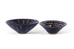 Chinese flared Jian ware bowl and one other, with Tenmoku type glaze (2)