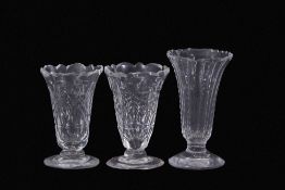Group of three jelly glasses, 19th century, with moulded and cut glass designs, (3), tallest 11cm (