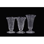 Group of three jelly glasses, 19th century, with moulded and cut glass designs, (3), tallest 11cm (