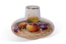 Small Royal Worcester vase decorated with fruit, indistinctly signed, 7cm high