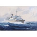 Kenneth Grant (British b.1934), Portrait of the British steamship S.S. Uganda. Oil on board, signed,