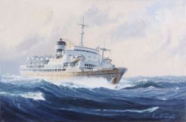 Kenneth Grant (British b.1934), Portrait of the British steamship S.S. Uganda. Oil on board, signed,
